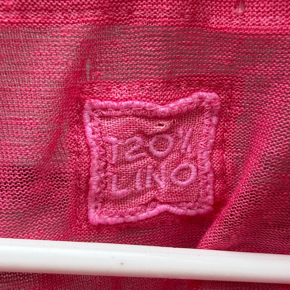 120% Lino | Pink Linen 3/4 Sleeve Blouse size Small - Picture 4 of 6
